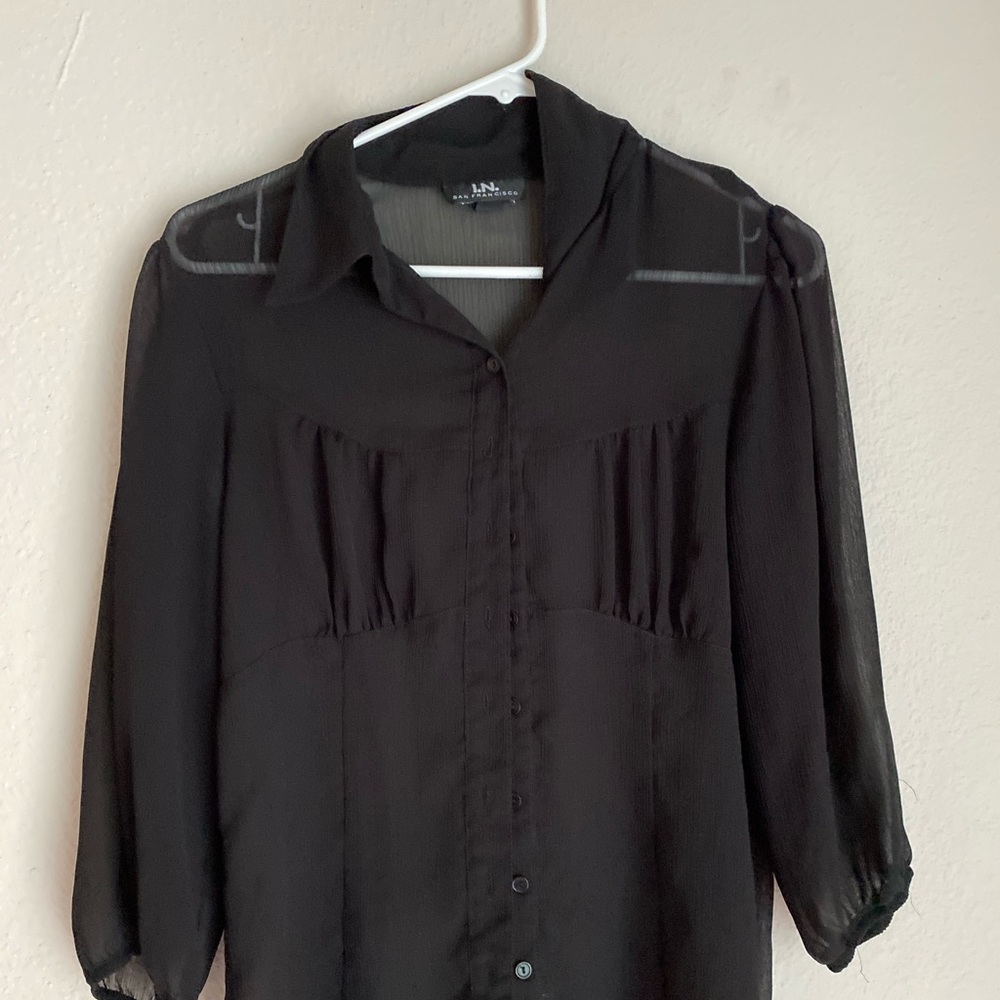 Black See Through Business Blouse